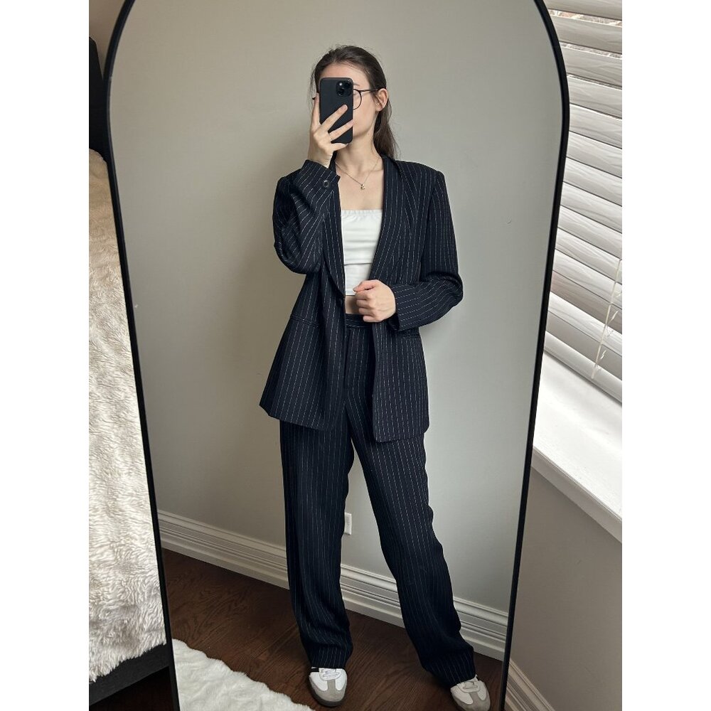 Black and White Pinstripe Suit SIze 10